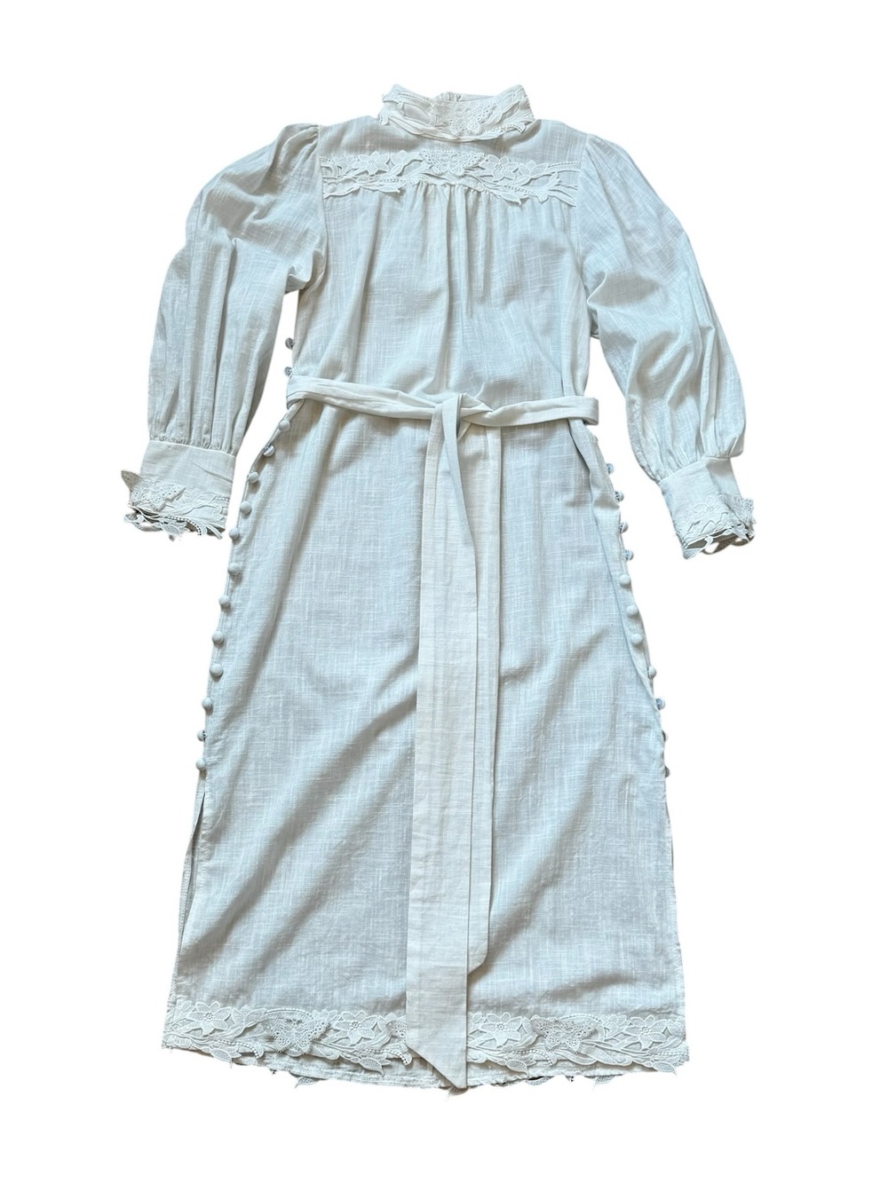 Beulah White Lace Victorian Romantic Cottage Butterflies Midi Dress